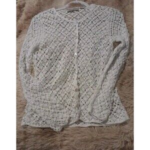 Draper's And Damon's Vint.  Women’s White Crochete Button Sweater. Size Pxs. B47